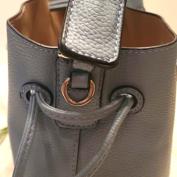 Unbranded Bucket Shoulder Handbag Pull Tie Closure in Light Blue - Picture 5 of 8